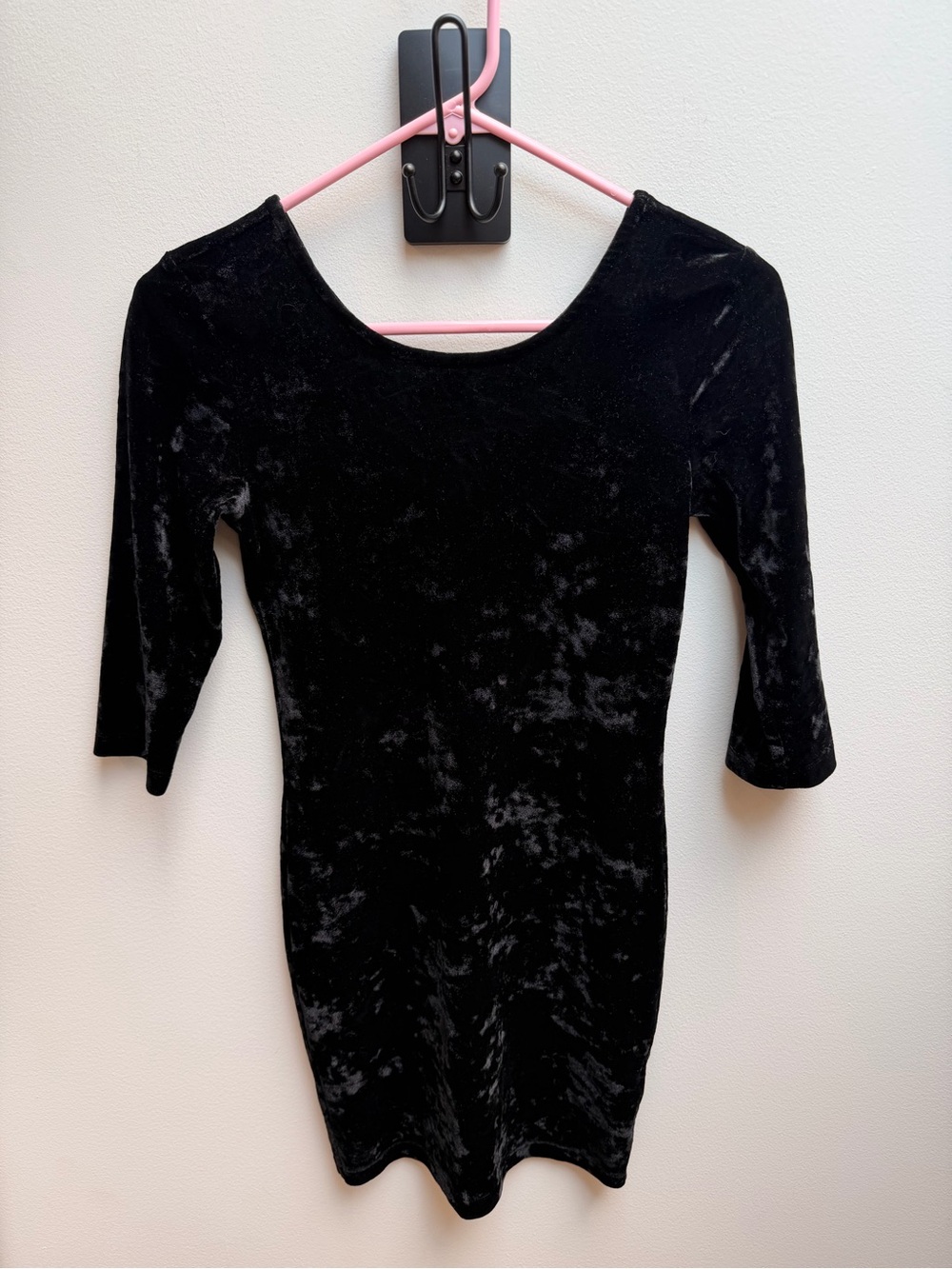 Witchy Whimsigoth Black Velvet Scoop Neck Women's Dress with Hook and Eye